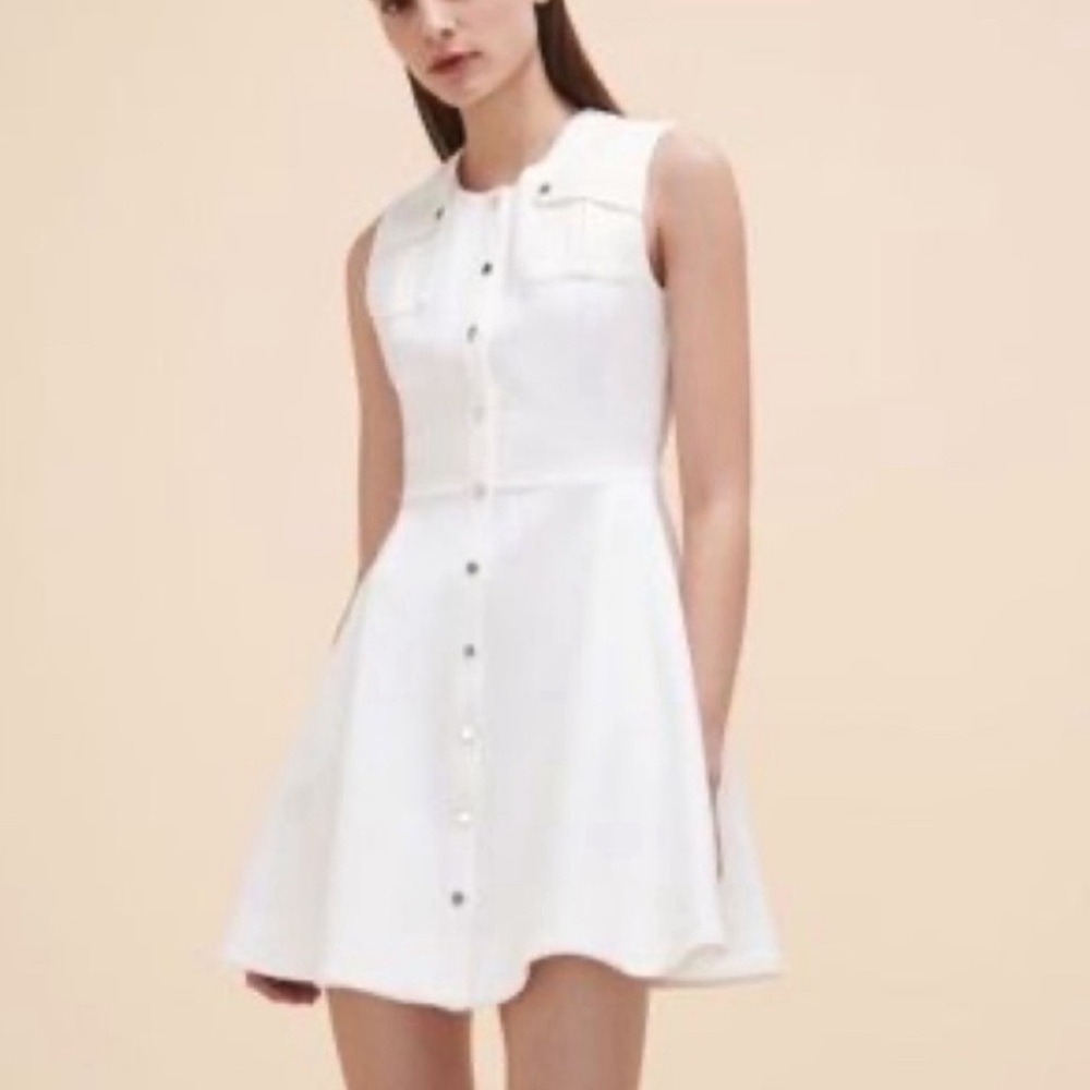 Maje Paris Rimelli Cream Sleeveless dress - Picture 3 of 4